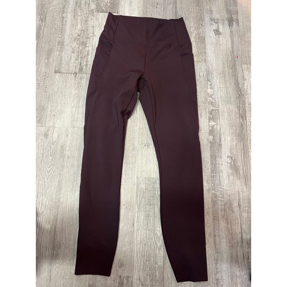 RBX Active Women Burgundy High Waisted Pocket Leggings Small Plum RN 63619